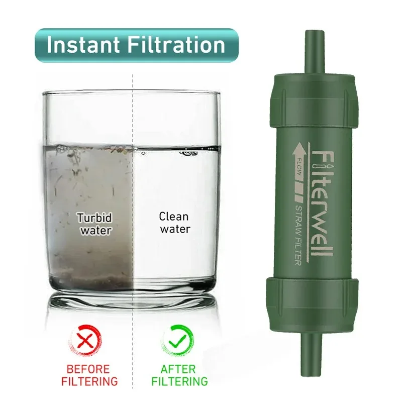 Water Purification Straw - 1 adet açık Mini su filtresi